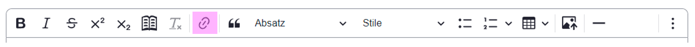 Bild des Editors. Das "Verlinkungs-Icon" ist farblich hervorgehoben
