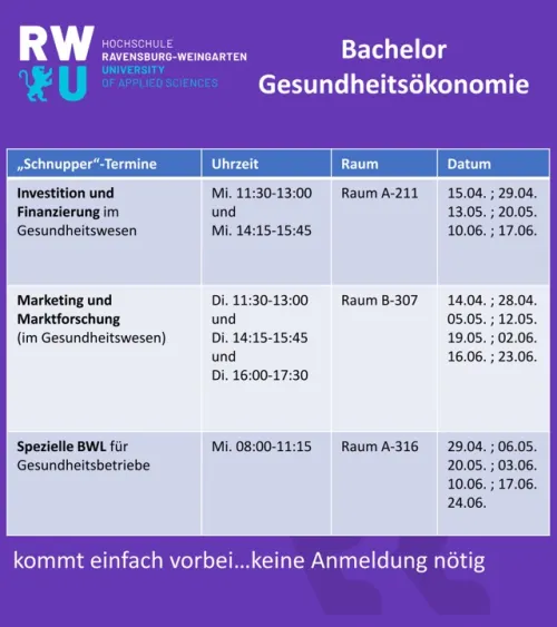 Termine Schnuppervorlesungen gö