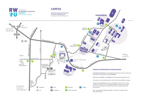 Der Campusplan der RWU mit allen Gebäuden und Anfahrtsmöglichkeiten