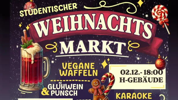 Ausschnitt des Plakats zum Studentischen Weihnachtsmarkt an der RWU 2025