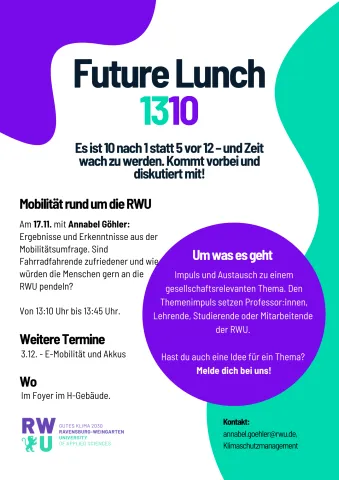 Future Lunch Flyer 17.11.25 zum Thema Mobilität rund um die RWU